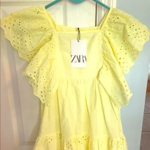 Girls Zara dress NEW w tags yellow eyelet flutter